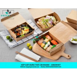 HỘP GIẤY KRAFT ĐỰNG THỨC ĂN NHANH NẮP GẬP
